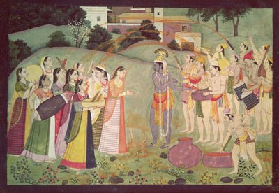 Krishna célébrant le festival de Holi, Kangra, Himachal Pradesh, vers 1775-1780 - Pahari School